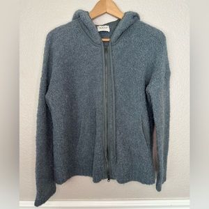 Wrap London Alpaca Zip Up Sweater with Hood Blue Size 4/6 Small